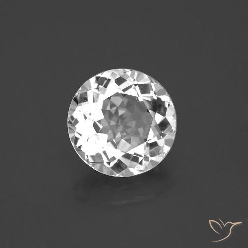 3.51 ct Loose White Topaz, 9.4 mm Round Cut From Brazil, Photo A