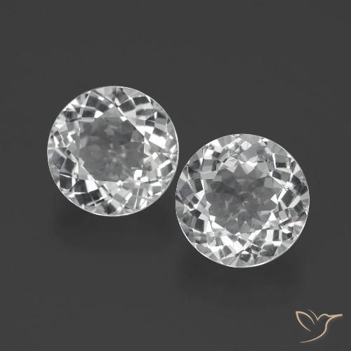 7.41 ct Loose White Topaz, 9.5 mm Round Cut From Brazil, Photo A