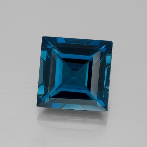 24.33ct Square Facet Blue Topaz from Brazil, Dimension 16.1 x 16.1mm, VVS Clarity, Natural irradiated gemstone, 1pc Topaz in Dark Blue Color, Mohs Hardness of 8 suitable for daily wear jewelry, Traditional August Birthstone, Photo A