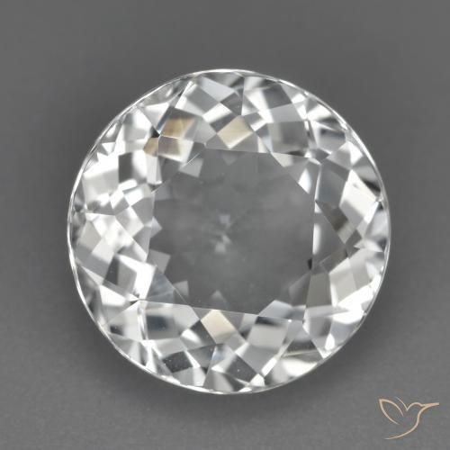 5.08 ct White Topaz Stone, Natural Topaz in Round Facet Shape for Sale