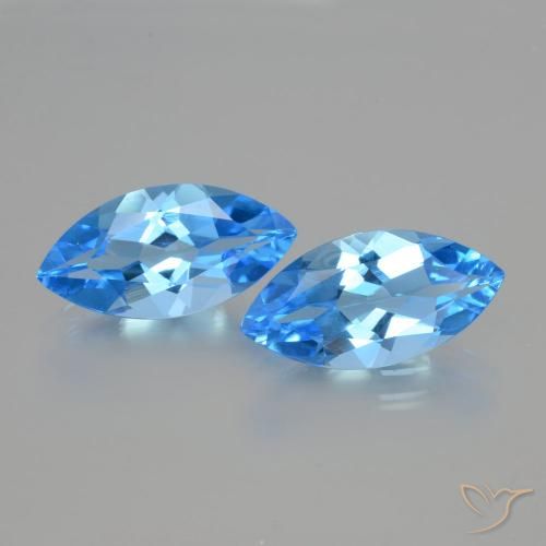 8.79 ct Swiss Blue Topaz, 15.8 x 8 mm Marquise Cut From Brazil, Photo A