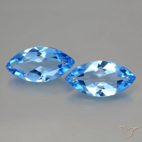 7.94 ct Swiss Blue Topaz, 15.5 x 7.9 mm Marquise Cut From Brazil, Photo A