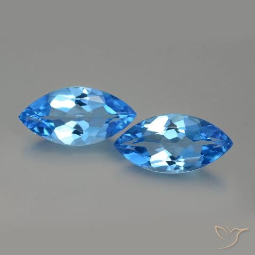 Deep Azure Blue Topazio Gem - 4.3ct Marquise sfaccettato (ID: 399560)