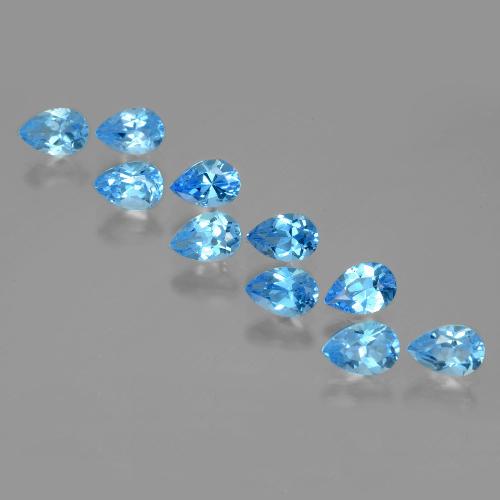 濃いアズール トパーズ 宝石 - 0.5ct ペアーファセット (ID: 399674)