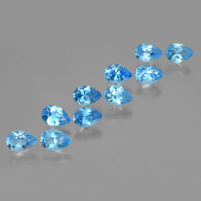 5.30 ctw Blue Topaz Stones, Natural Topaz in Pear Facet Shape for Sale