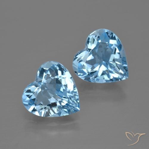 5.78 ct Sky Blue Topaz, 9 x 9 mm Heart Cut From Brazil, Photo A