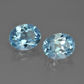 6.13 ctw Blue Topaz Stones, Natural Topaz in Oval Facet Shape for Sale