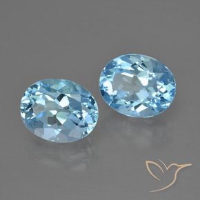 7.09 ctw Blue Topaz Stones, Natural Topaz in Oval Facet Shape for Sale