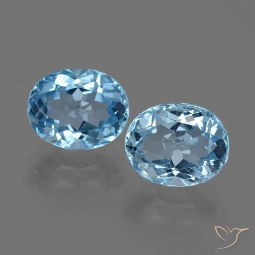 6.98 ct Loose Sky Blue Topaz, 10 x 8 mm Oval Cut From Brazil, Photo A