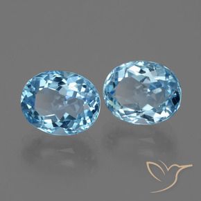 6.98 ctw Blue Topaz Stones, Natural Topaz in Oval Facet Shape for Sale