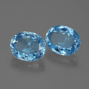 7.36 ctw Blue Topaz Stones, Natural Topaz in Oval Facet Shape for Sale