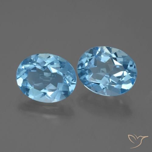 6.17 ctw Blue Topaz Stones, Natural Topaz in Oval Facet Shape for Sale