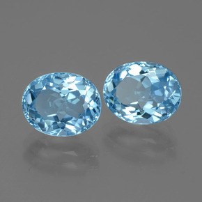 6.86 ctw Blue Topaz Stones, Natural Topaz in Oval Facet Shape for Sale