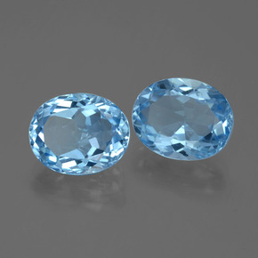6.56 ctw Blue Topaz Stones, Natural Topaz in Oval Facet Shape for Sale