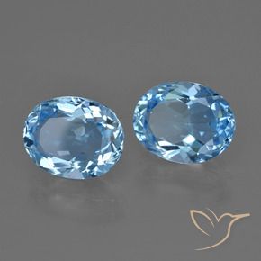 6.14 ctw Blue Topaz Stones, Natural Topaz in Oval Facet Shape for Sale