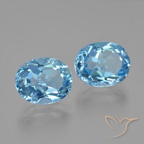 6.21 ctw Blue Topaz Stones, Natural Topaz in Oval Facet Shape for Sale