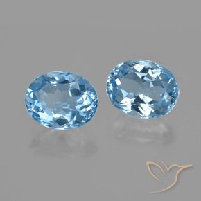 6.34 ctw Blue Topaz Stones, Natural Topaz in Oval Facet Shape for Sale