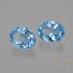 6.39 ctw Blue Topaz Stones, Natural Topaz in Oval Facet Shape for Sale