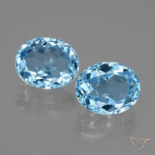 6.76 ct Sky Blue Topaz, 10.1 x 8.2 mm Oval Cut From Brazil, Photo A