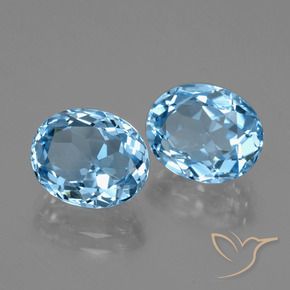 6.76 ctw Blue Topaz Stones, Natural Topaz in Oval Facet Shape for Sale