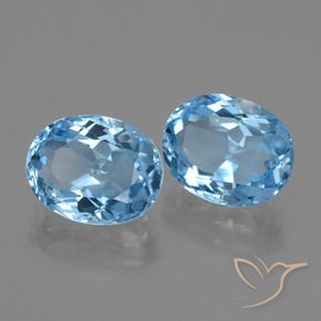 6.77 ctw Blue Topaz Stones, Natural Topaz in Oval Facet Shape for Sale