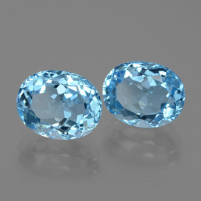 6.88 ctw Blue Topaz Stones, Natural Topaz in Oval Facet Shape for Sale