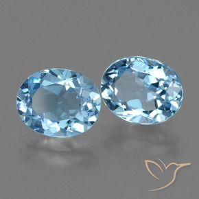 6.22 ctw Blue Topaz Stones, Natural Topaz in Oval Facet Shape for Sale