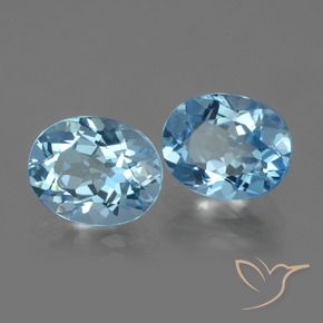 6.17 ctw Blue Topaz Stones, Natural Topaz in Oval Facet Shape for Sale