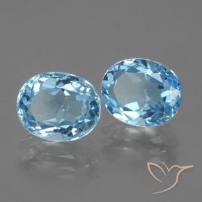 6.66 ctw Blue Topaz Stones, Natural Topaz in Oval Facet Shape for Sale