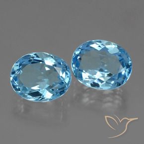 7.10 ctw Blue Topaz Stones, Natural Topaz in Oval Facet Shape for Sale