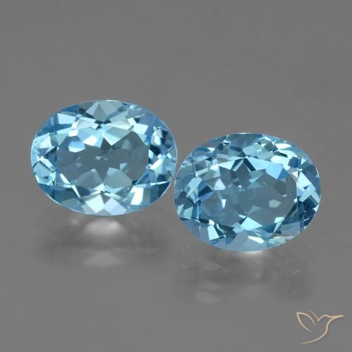 6 ct Swiss Blue Topaz, 10.1 x 8 mm Oval Cut From Brazil, Photo A