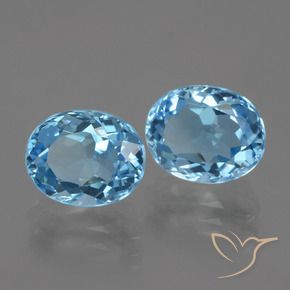 6.38 ctw Blue Topaz Stones, Natural Topaz in Oval Facet Shape for Sale
