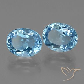 6.98 ctw Blue Topaz Stones, Natural Topaz in Oval Facet Shape for Sale