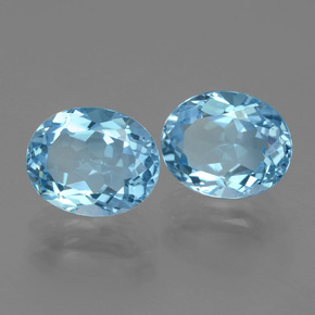 6.47 ctw Blue Topaz Stones, Natural Topaz in Oval Facet Shape for Sale