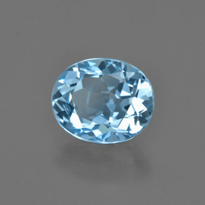 3.38 ct Blue Topaz Stone, Natural Topaz in Oval Facet Shape for Sale