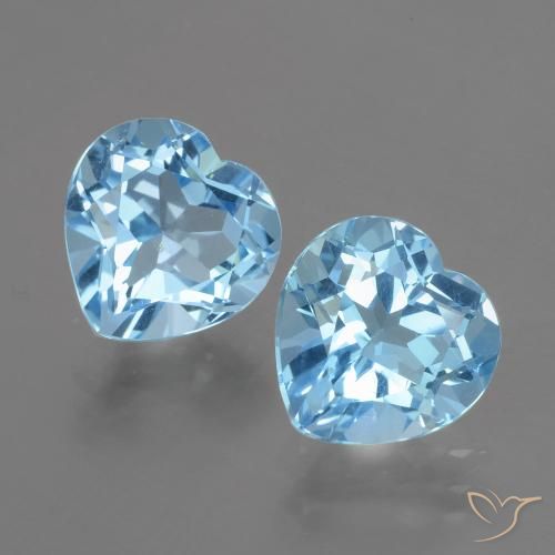 6.23 ct Loose Swiss Blue Topaz, 8.9 x 8.9 mm Heart Cut From Brazil, Photo A
