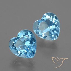 6.89 ctw Blue Topaz Stones, Natural Topaz in Heart Facet Shape for Sale