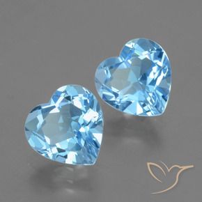 5.81 ctw Blue Topaz Stones, Natural Topaz in Heart Facet Shape for Sale