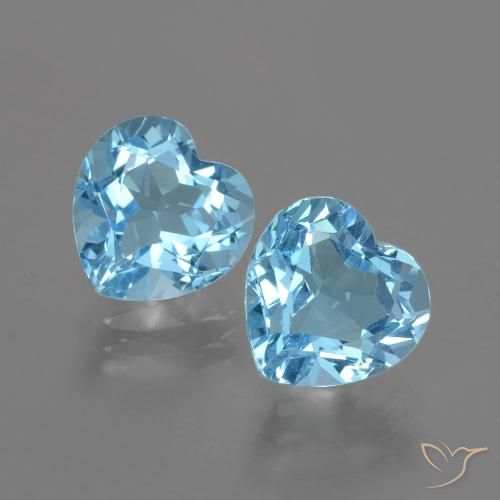 6.62 ct Swiss Blue Topaz, 9.1 x 9 mm Heart Cut From Brazil, Photo A