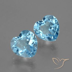 6.62 ctw Blue Topaz Stones, Natural Topaz in Heart Facet Shape for Sale