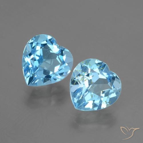 5.98 ct Sky Blue Topaz, 9.1 x 9 mm Heart Cut From Brazil, Photo A