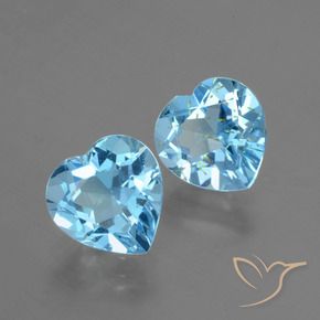 5.98 ctw Blue Topaz Stones, Natural Topaz in Heart Facet Shape for Sale