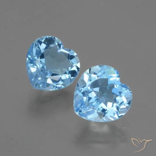 5.84 ct Sky Blue Topaz, 9.1 x 9 mm Heart Cut From Brazil, Photo A