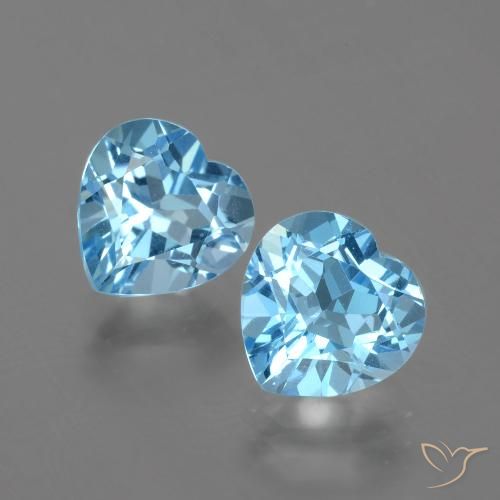 6.01 ct Loose Sky Blue Topaz, 9 x 8.9 mm Heart Cut From Brazil, Photo A