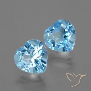6.01 ctw Blue Topaz Stones, Natural Topaz in Heart Facet Shape for Sale