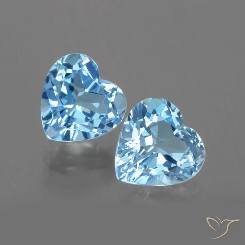 6.09 ct Sky Blue Topaz, 9.1 x 9 mm Heart Cut From Brazil, Photo A