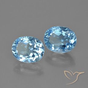 6.34 ctw Blue Topaz Stones, Natural Topaz in Oval Facet Shape for Sale