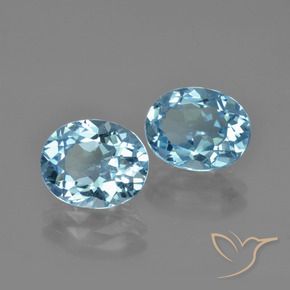 6.21 ctw Blue Topaz Stones, Natural Topaz in Oval Facet Shape for Sale