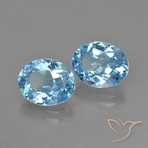 5.73 ctw Blue Topaz Stones, Natural Topaz in Oval Facet Shape for Sale