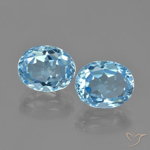 6.51 ct Loose Sky Blue Topaz, 10 x 8 mm Oval Cut From Brazil, Photo A